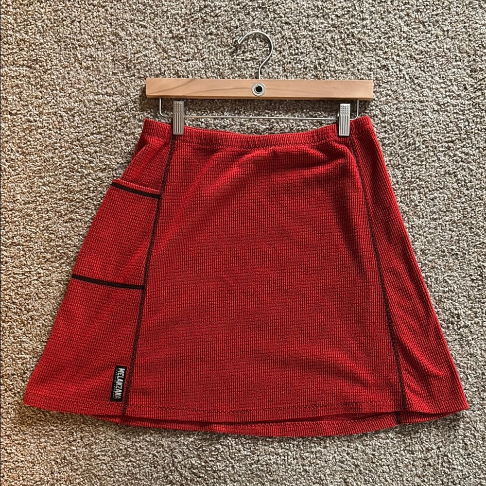 Melanzana Microgrid Skirt in Red, Size M Tall